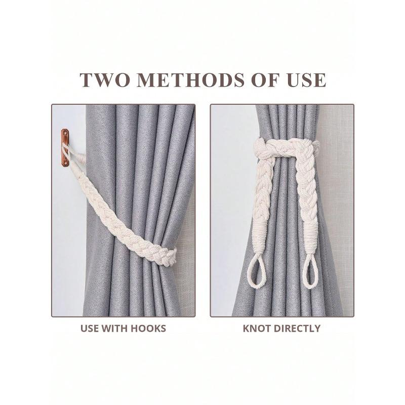 Handmade Braided Rope Curtain Tie Backs, Multiple Colors & Sizes Available, Suitable For Curtain Fixing