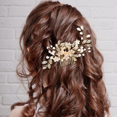  Pettine Elegante Temperamento Decorativo Fatto a Mano Antiscivolo Ornamenti per Capelli Copricapo Sposa Matrimonio Perla Sintetica Cristallo Pettine per Capelli Clip Bomboniere Festa