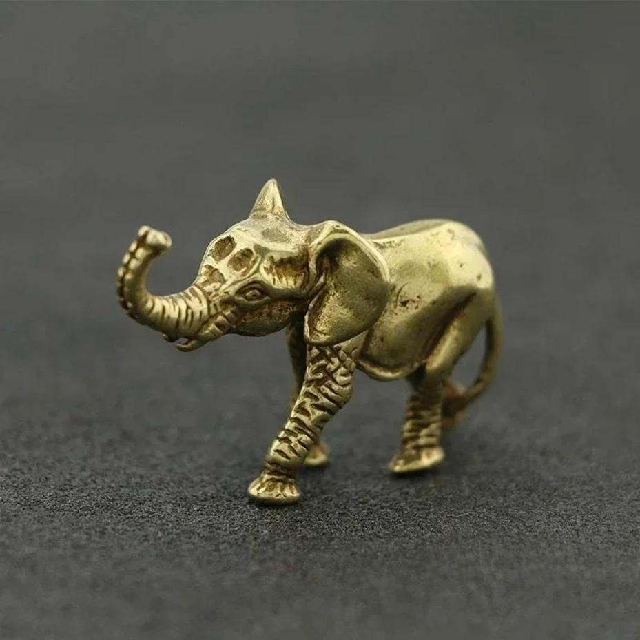 Brass Retro Pocket Elephant Auspicious, Middle-aged And Elderly Personalized Old Objects Tea Pets Decorative Desktop Ornaments