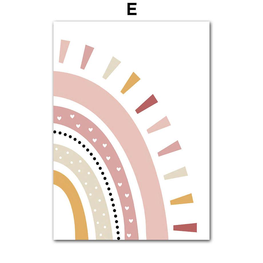 Rosa Sonne Wolke Regenbogen Blume Schmetterling Kindergarten Nordic Poster Und Drucke Leinwand Malerei Wand Kunst Bilder Baby Kinder Zimmer Dekor