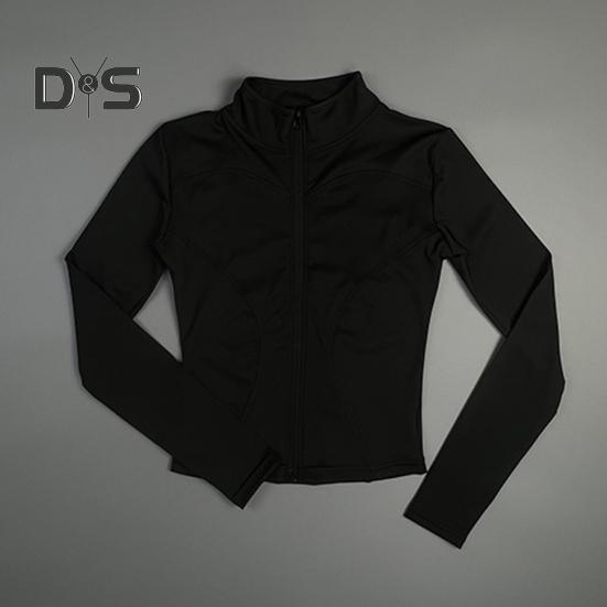 Women Sports Jacket Full Zip High Elasticity Yoga Jacket Stand Collar Slimming Fitness Top for Running Yoga Workout