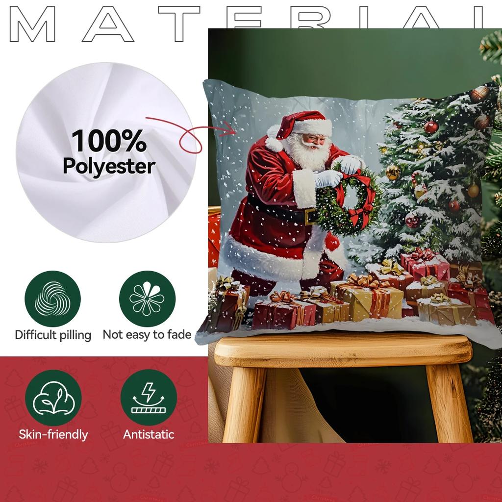 Retro Santa Claus  Gifts  Cushions Pillowcase Cushion Cover Throw Pillow Sofa Decoration Pillowcover Home Car Decor