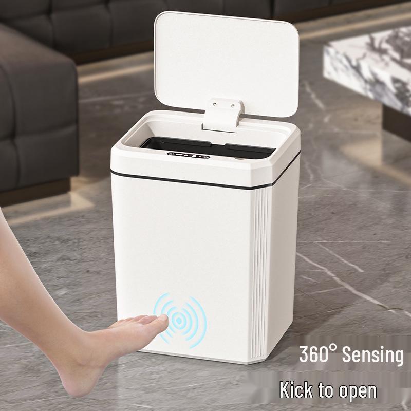 Cubo de Basura Inteligente de Inducción Automática - Cubo de Almacenamiento de Lujo a Prueba de Olores sin Contacto para Baño