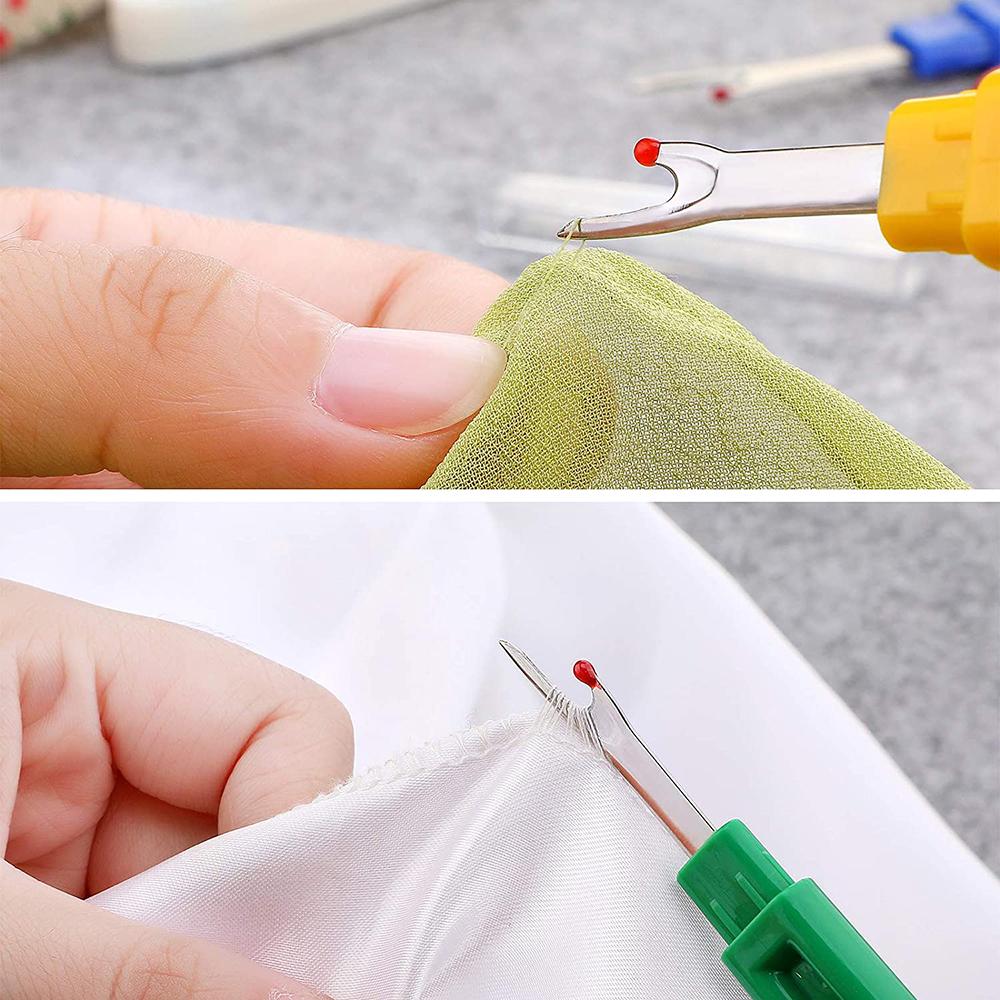 Zestaw 7 sztuk do prucia szwów i usuwania nici Plastikowy prujaczek do ściegów szyciowych Prujki do szwów z nożyczkami w kształcie litery U Materiały do szycia DIY