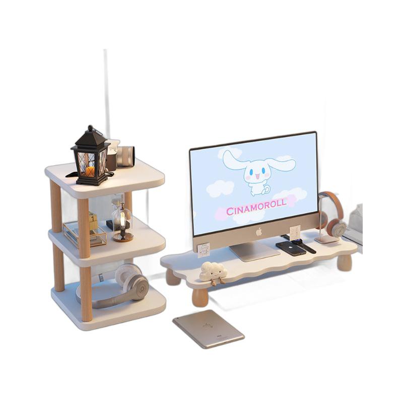 Curved Edge Desktop Monitor Riser Stand with Storage