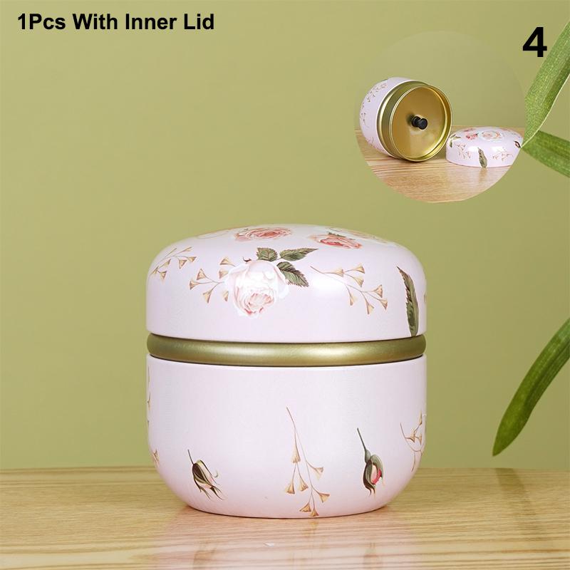 Tea Caddy Tea Box Containers Candle Cans Coffee Candy Snacks Sealed Iron Jars Floral Pattern Small Portable Storage Boxes