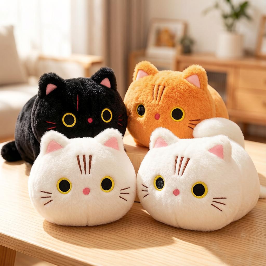 25~100Cm Long Plush Four Colors Cat Plush Pillow Lying Cartoon Animal Kitten Orange Black Grey White Bolster Sleeping Companion