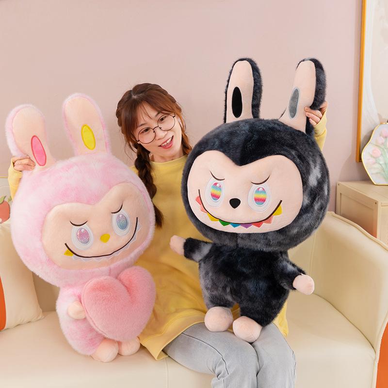 1 Piece New 35cm Tie-dye Labubu Plush Toy Cartoon Cute Cloth Doll Kids Gift