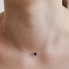 (Silber 925) Schwarzes Herz Edelstein Halskette NZ2409