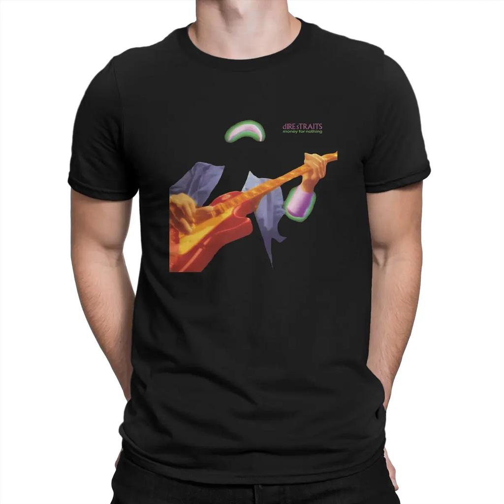 Funny Money For Nothing Music T-Shirts Men O Neck 100% Cotton T Shirts Dire Straits Band Short Sleeve Tees  Clothes