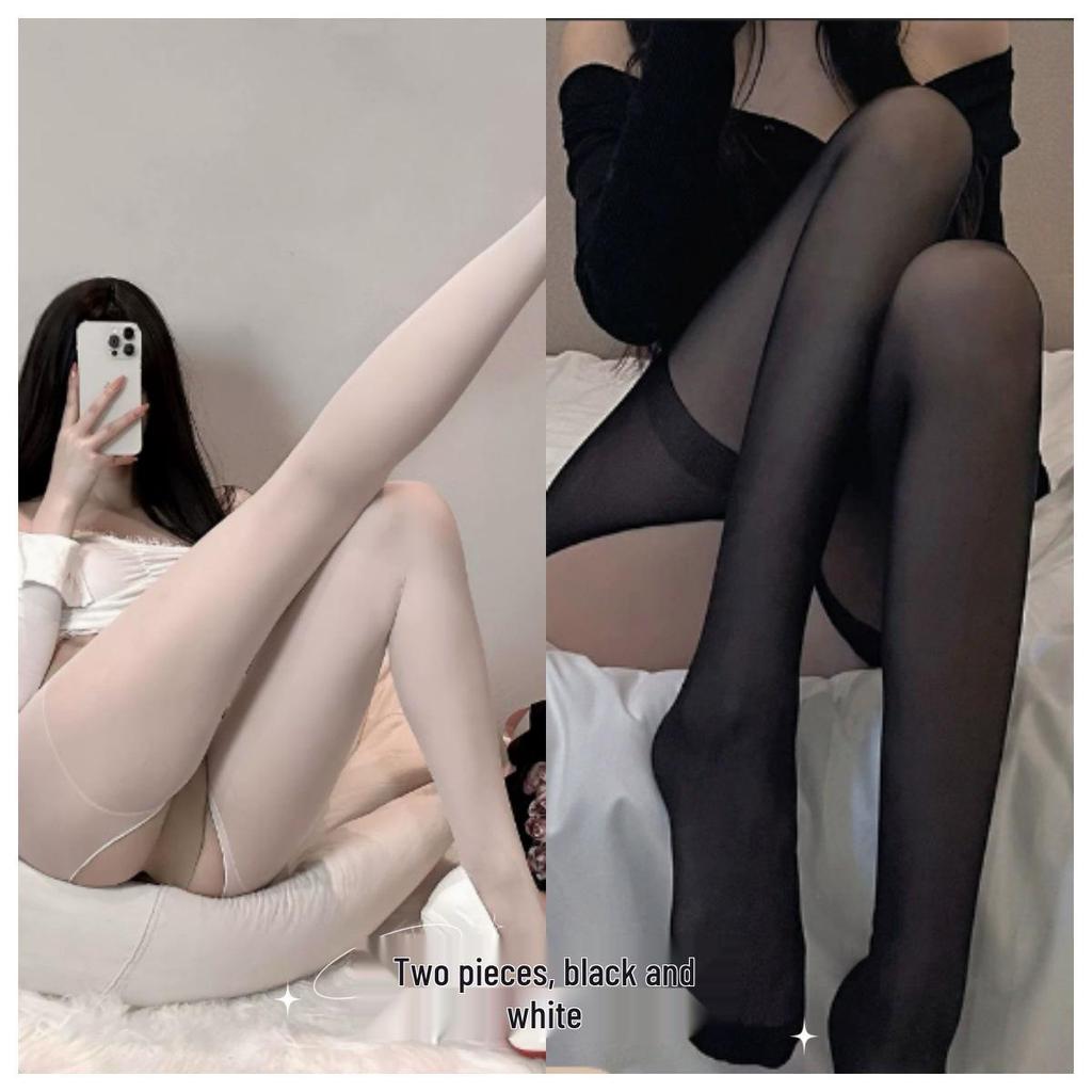 Ultra-thin Open-Crotch Tear-Away Black Stockings with Sexy Style
