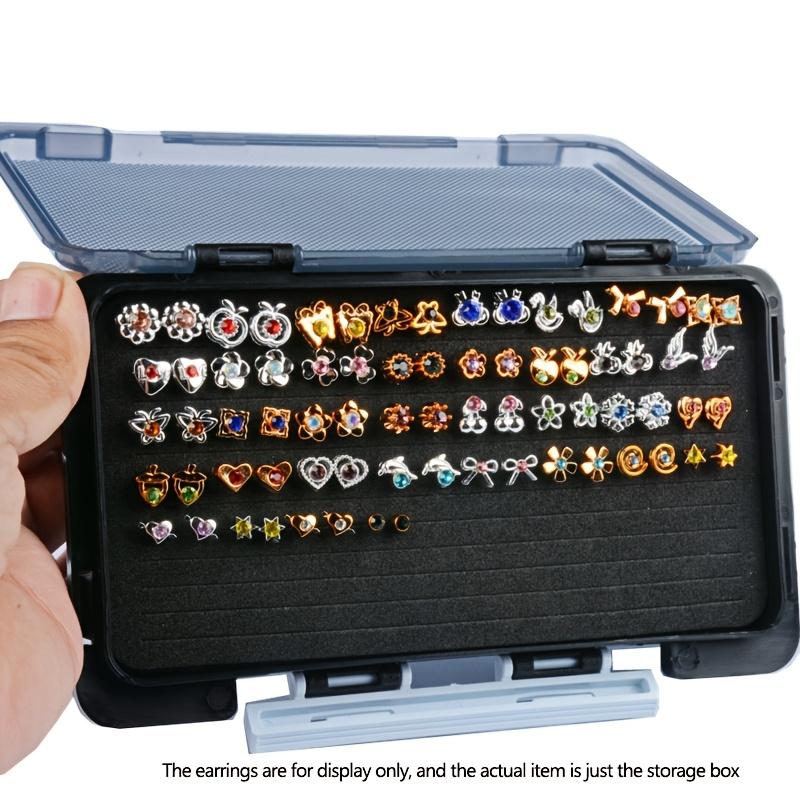 Transparent Jewelry Storage Box Portable Sponge Pad Dust-Proof Storage Box Earring Ring Jewelry Organizer
