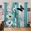 Set Of 2 Teal Turquoise Curtain Aqua Floral Blue White Curtains Decor Home Bedroom Apartment Living Room Window Polyester Perfect For