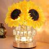 Sunflowers Flower Lamp Rechargeable Cordless Touch 3-Colour Infinitely Dimming Small Night Light Crystal Table Lamp Gifts for Women,Home Decor.
