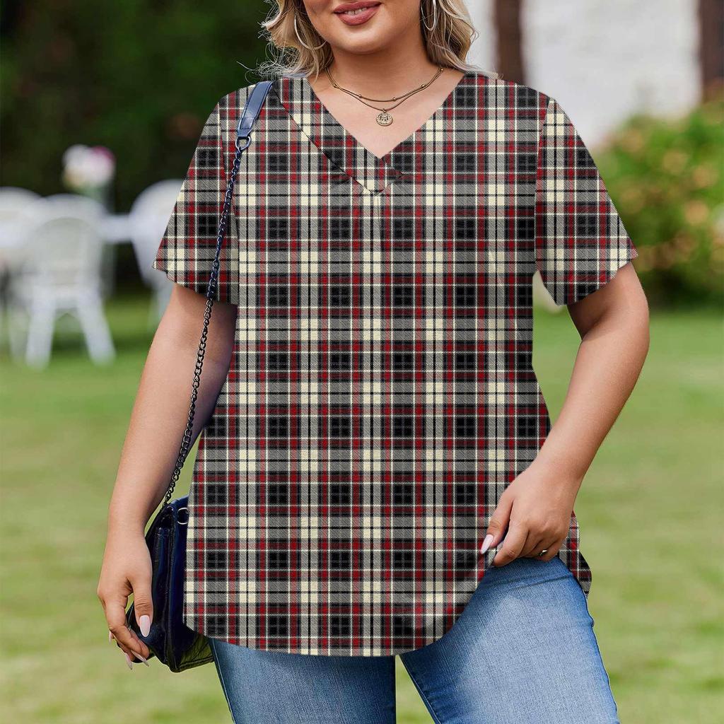 Women's Plus Size Fashionable Casual Loose-Fit Short Sleeve Elegant V Neck Blouse For Work