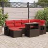 VidaXL Garden Furniture Set with Cushions 7pcs Brown Braided Resin Acacia, Outdoor Sofa Set, Garden Lounge 3326515