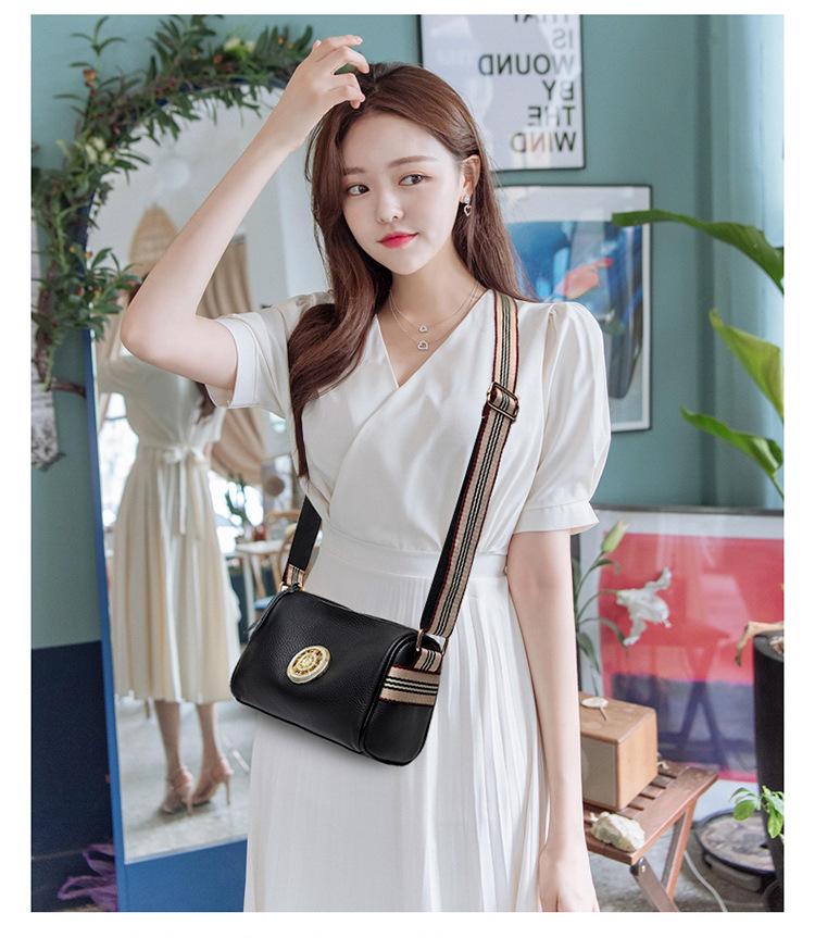 Women's Genuine Leather One-Shoulder Messenger Bag - Fashion, Cowhide Pillow Bag with Wide Strap CLE