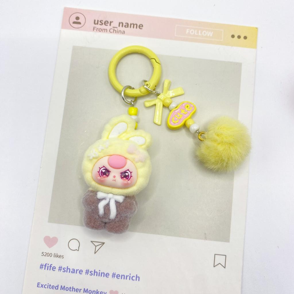 Flocking Gradual Change Standing Baby Three-year-old Cute Grain Doll Small Gift Bag Pendant Car Keychain Cute Baby