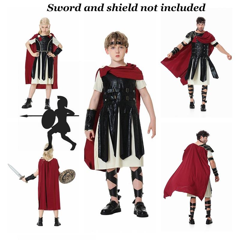 Halloween Costume Party Family Outfit Adult Male Knight Soldier Cosplay Dress Up, Roman Warrior" Characters)