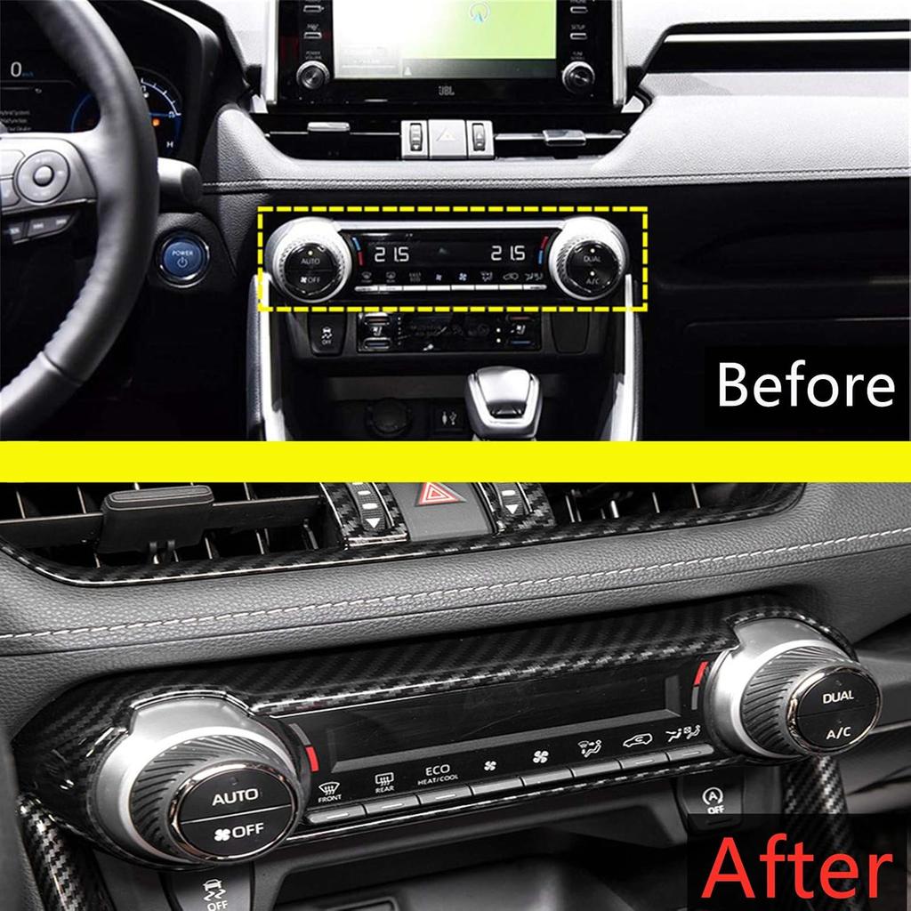 Cartrims Star Car Center Console Air Condition A/C Switch Button Cover Trim Carbon Fiber Grain for Toyota RAV4 RAV 4 XA50 2019 2020 2021 2022 2023