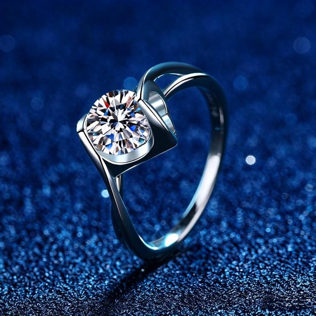 S925 Sterling Silver Women's Angel's Kiss 1 Carat Moissanite Ring