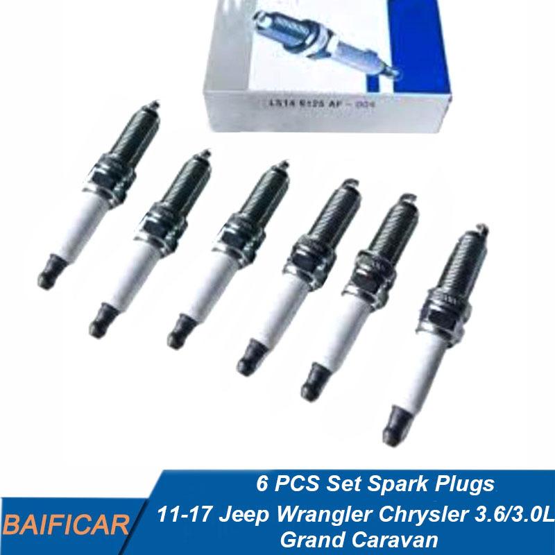 Baifiacr Brand New  6 PCS Set Spark Plugs LS149125AD / RER8ZWYCB4 For 11-17 Jeep Wrangler Chrysler 3.6/3.0L Grand Caravan