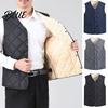 Sleeveless Jacket Men Closure V-Neck Vest with Down Padding Autumn Winter Pocket Button Solid Color