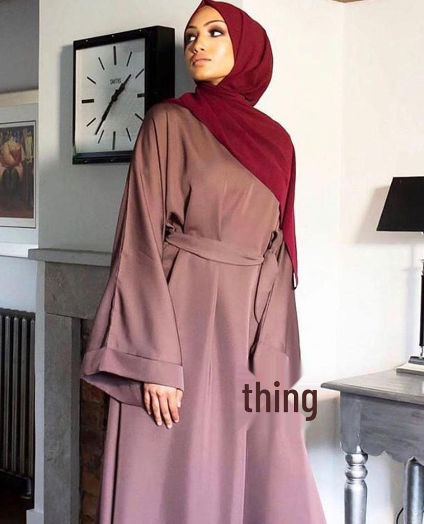 Dubai Heißverkaufendes Einfarbiges Übergrößen Muslimisches Schnürkleid 6394