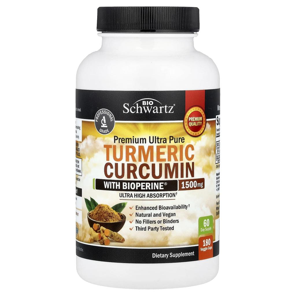 Premium Ultra Pure, Turmeric Curcumin, Bioperine®, 180 Veggie Capsules