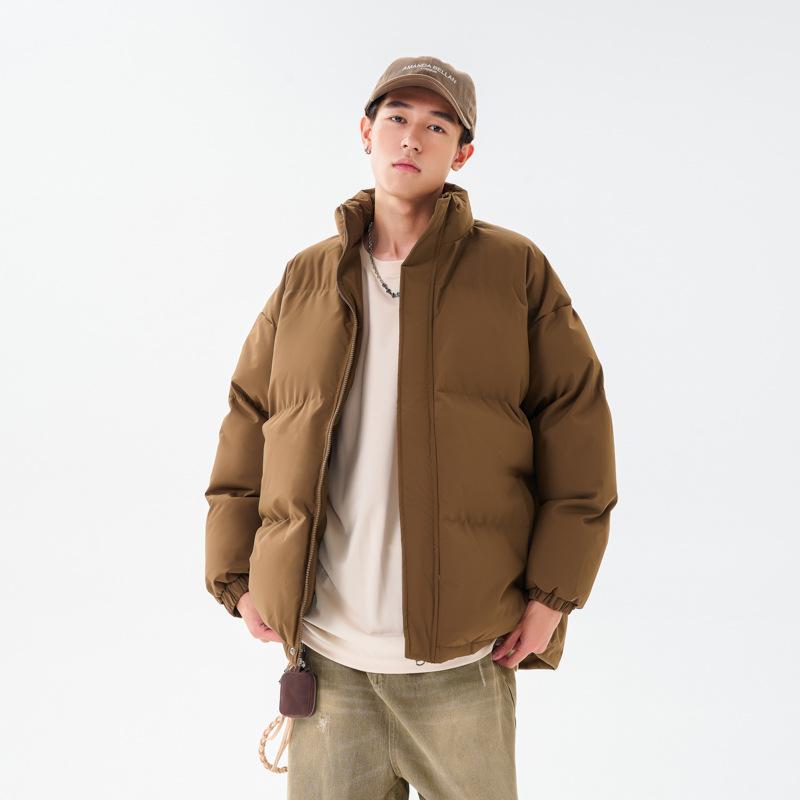 

Хлопковые костюмы Мужские и Женские одного стиля Зимняя Свободная Однотонная Хлопковая куртка со стойкой воротником Утолщенная Повседневная Хлопковая куртка Куртка для пары 4XL