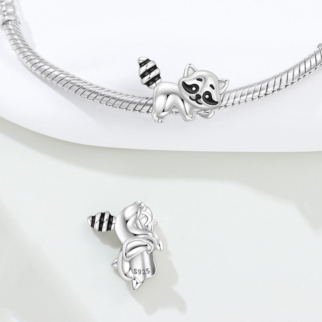 Copper Cute Raccoon Animal Beads Original Pendants Bracelet Charm Jewelry Party Diy Trendy Gifts
