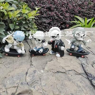 New Skateboard Skeleton Doll Decorative Ornament Halloween Scene Dress Up Coldplay Skeleton Man Ornament