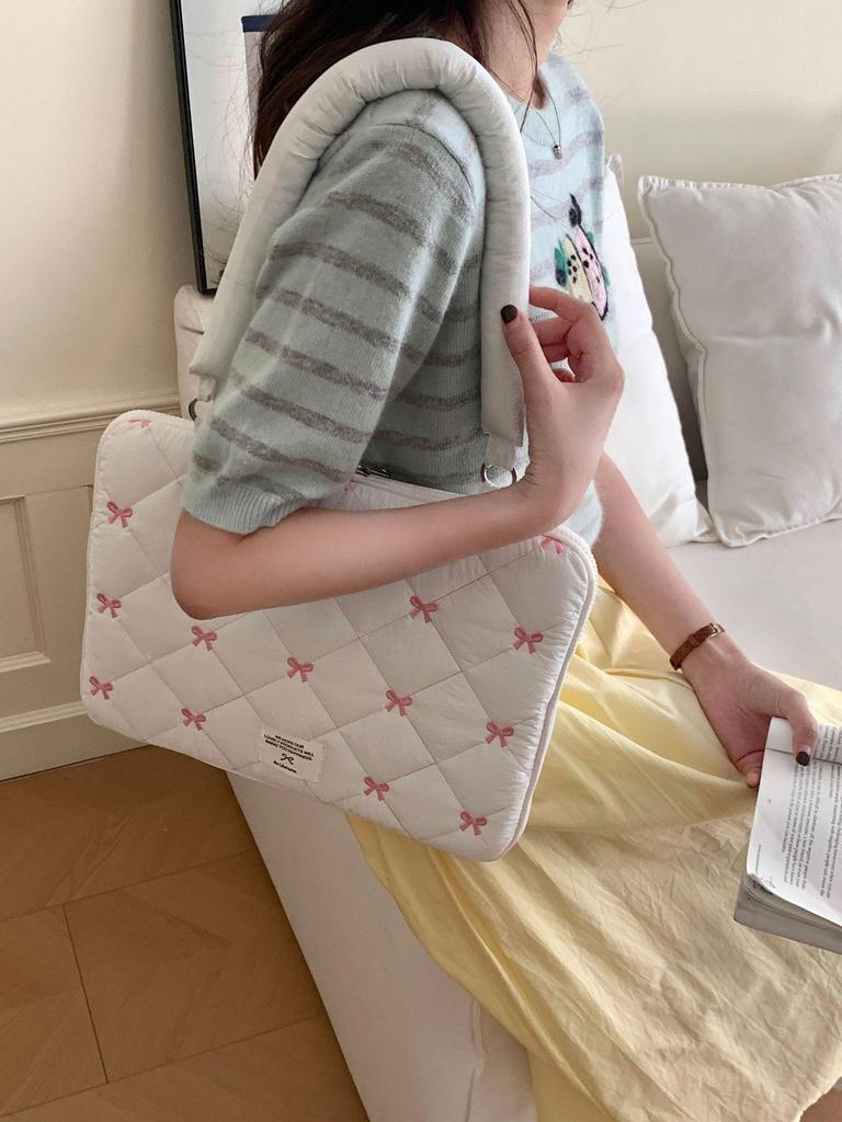 INS Bow Knot Notebook Shoulder Bag: Versatile Sweet Design for MacBook 13.3-Inch
