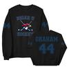 Crewneck Sweatshirt with Graphic Lettering and Sports Emblem Pullover for Casual Wear Comfortable Fit and Durable Fabric
