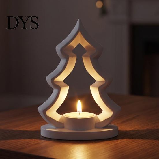 Minimalist Festive Accessory Christmas Tree Candle Holder, 3D Printed Tealight Stand, Rustic Indoor Holiday Ornament Farmhouse Dining Table