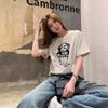 Loose shoulder cotton short-sleeved t-shirt women's summer new American printed puppy pattern top