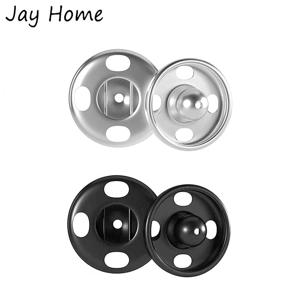 20 Sets Sew-on Snap Buttons Metal Snap Fasteners Black Silver Press Studs for Clothes Bags Sewing DIY Crafting Invisible Buttons