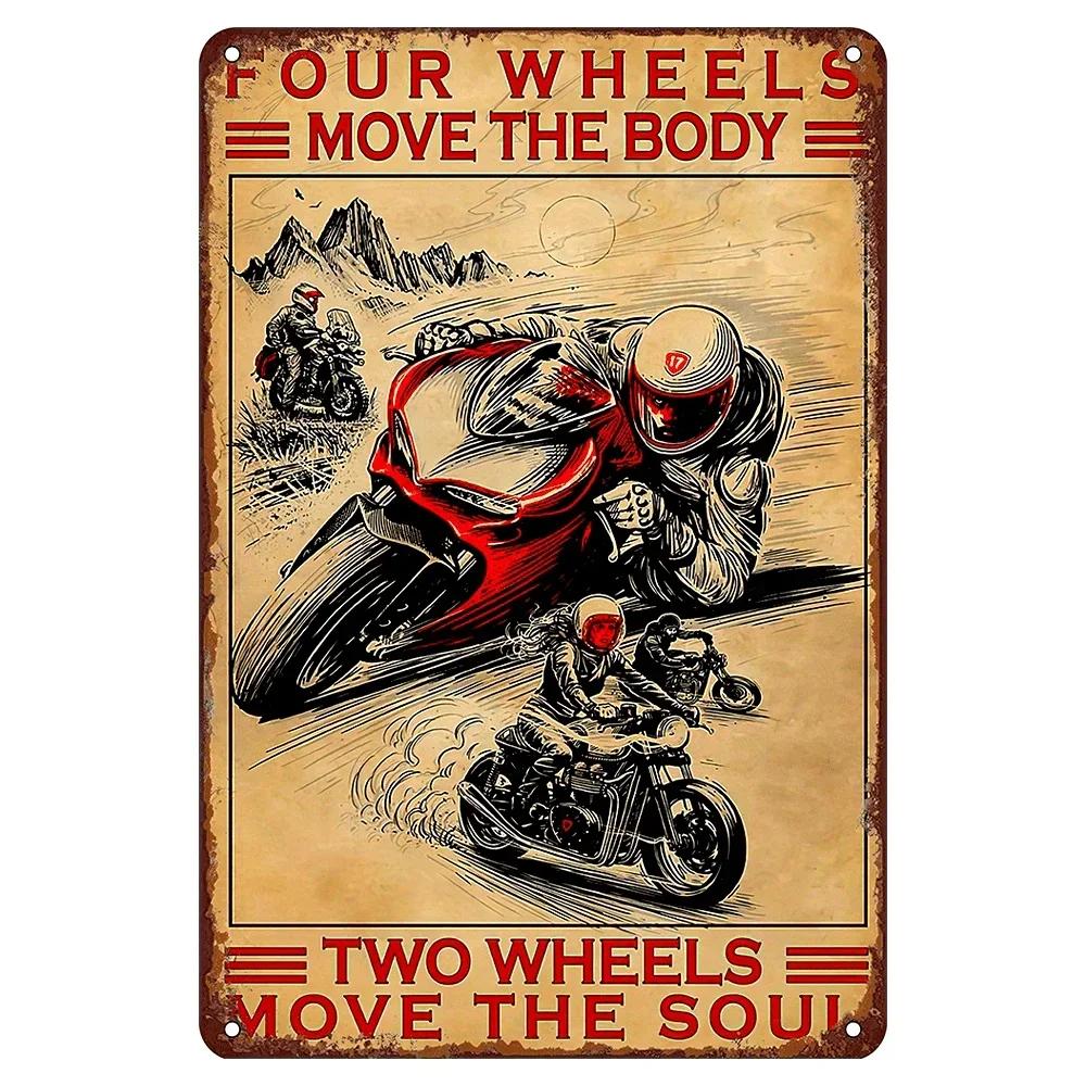 

Retro Wall Art: Two Wheels MoveThe Soul Sign Weathered Finish, Ideal for Cafe Interiors, Home Decor & Unforgettable BikerGifts 30x20cm