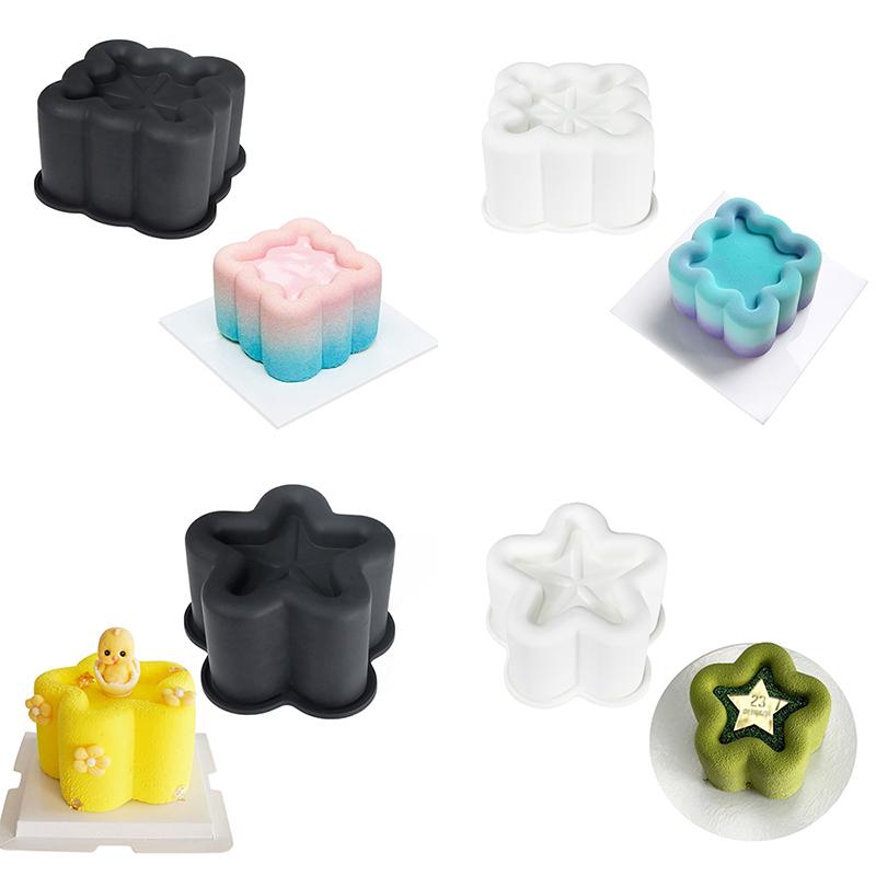 Heart Star Square Cake Silicone Mold Chocolate Mousse Mould Soap Candle Mold Gypsum Making Moulds Kitchen Bakeware