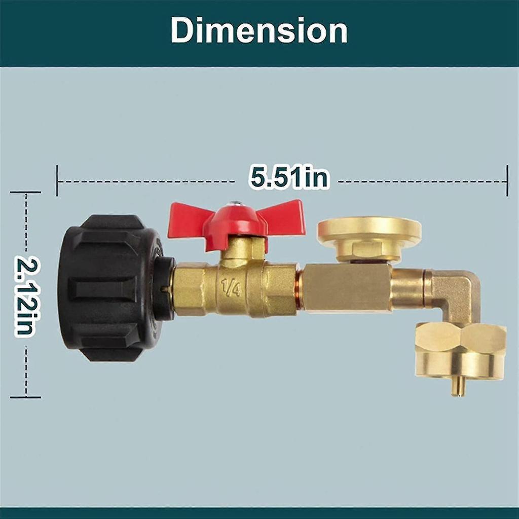 Propane Refill Adapter With Valve And Gauge, Fill 1 Lb Bottles From 20 Lb Tank, 90-degree Elbow Des