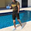 Plus Size Men's Summer Suit Round Neck Short Sleeved Shorts 3D Printed Loose Men's Casual Sports Set
