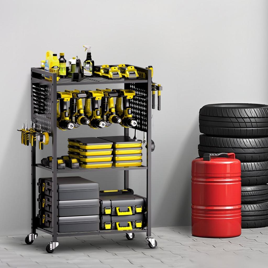 Carrito Organizador de Herramientas de 4 Niveles con Ruedas 150 lbs Carrito de Garaje para Taller