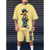 Summer Men's Suit Features an Interesting Cartoon Duck Print Casual and Fashionable Polyester Wear
