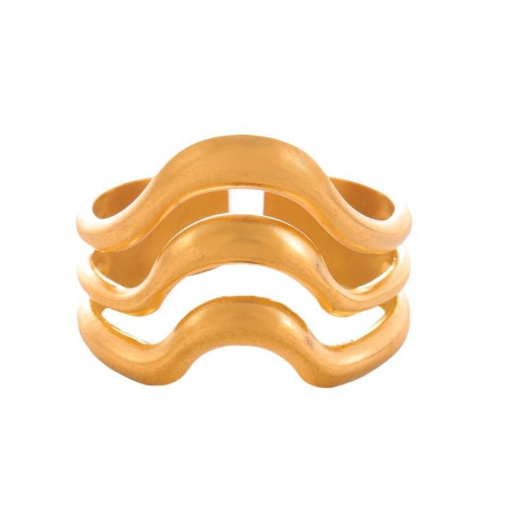 18K Gold Stainless Steel Retro Geometric Open Ring