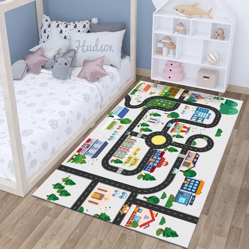 City Traffic Parking Carpet Cartoon Educational Children Play Mat Non Slip Rugs for Bedroom Decor Home Decoration Washable Rug