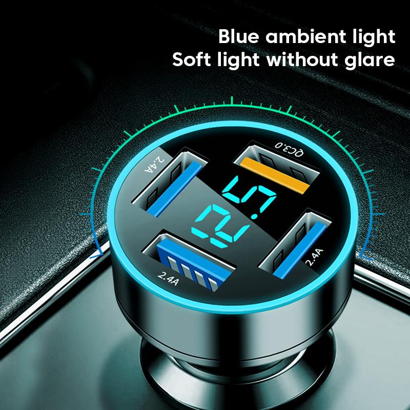 66W Car Quick Charge Car Charger Adapter 4 Ports USB Fast Charge For iPhone Samsung Xiaomi Huawei Fast Charging Charger In Car
