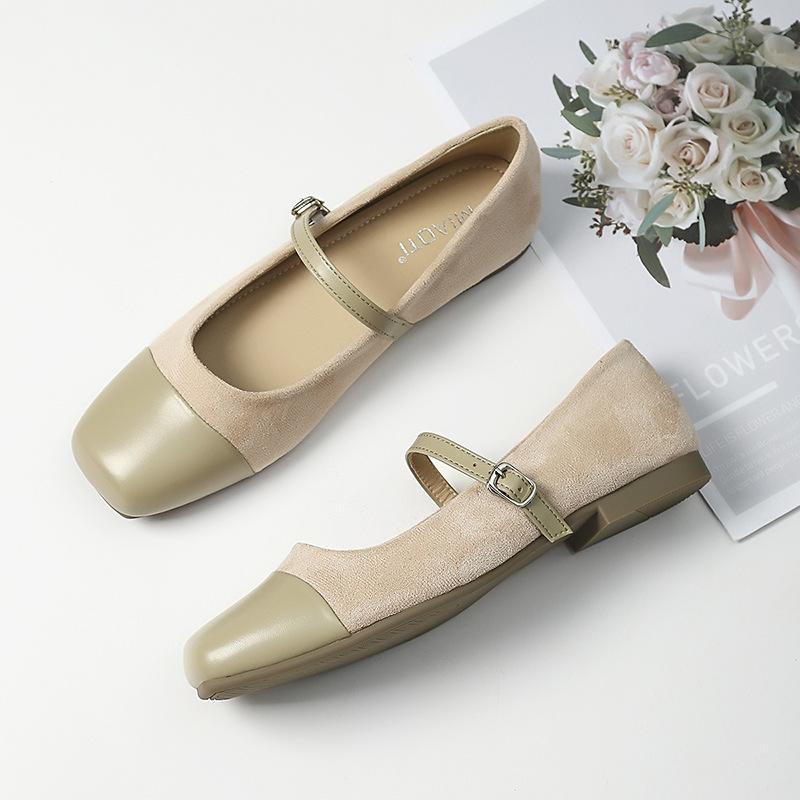 

Fashion Flat Shoes for Women Spring and Autumn New Retro Mary Jane Flat Shoes Shallow Mouth Square Toe Oversized Women s Shoes 41-43 33 абрикосовый