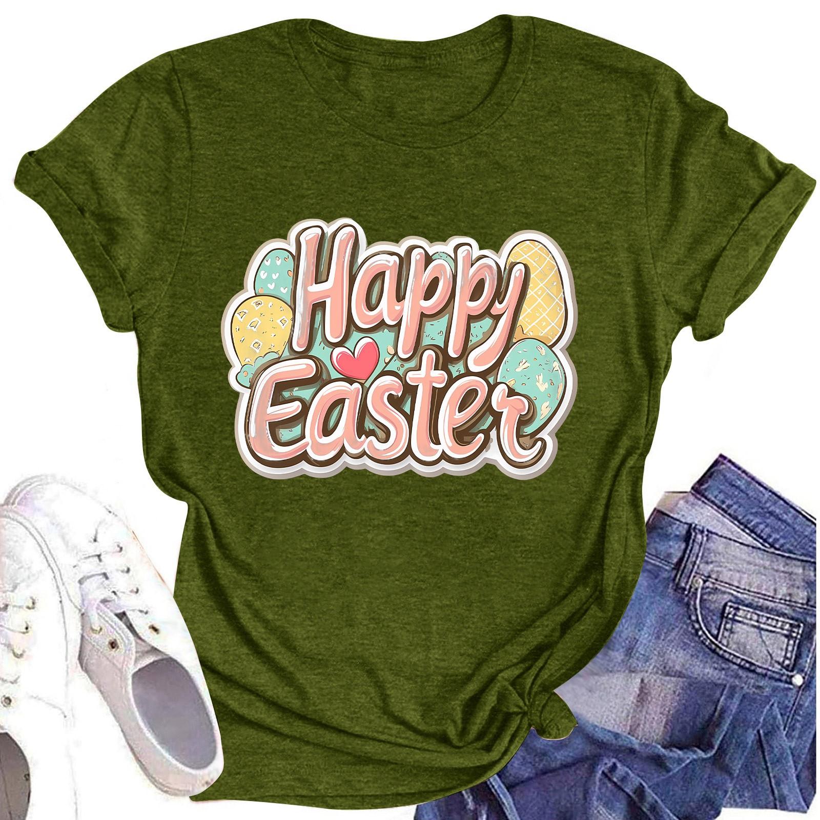 

Женский топ с круглым вырезом, повседневный принт, футболка с короткими рукавами L армия зеленый