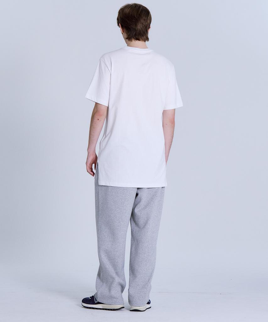 BASIC HOUSE Uni Layered Round Neck Short Sleeve Tee Long Length (+7Cm) White Lats0106