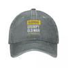 Warning Grumpy Old Man Men Women Baseball Cap Funny Caution Distressed Washed Hat Outdoor Activities Unstructured Soft Snapback